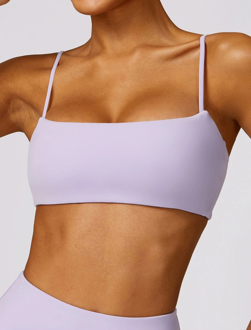 Square Neck Thin Strap Sports Bra