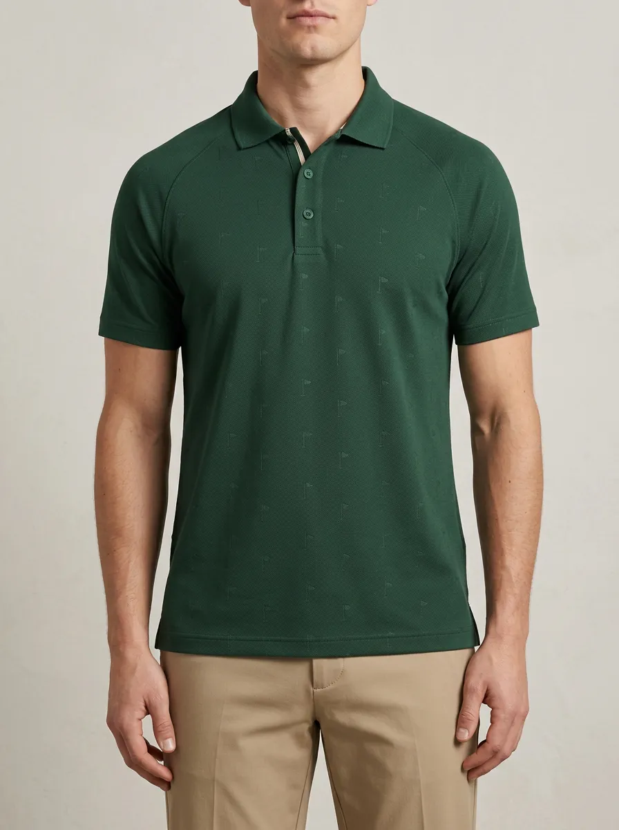 Performance Flag-Motif Golf Polo Shirt