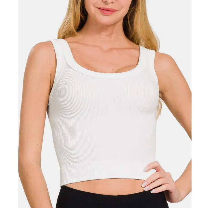 Round-Neck Cropped Tank Top