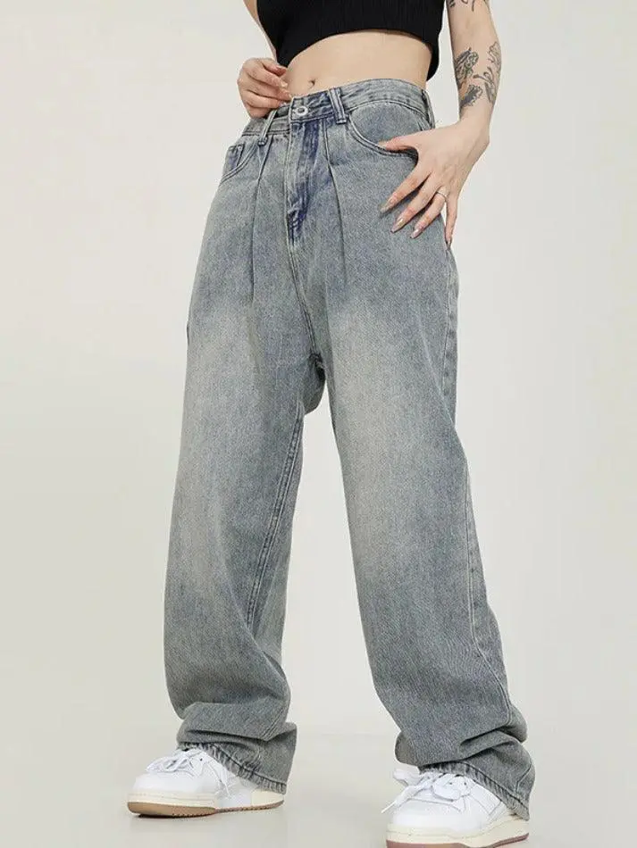 Loose Fit Vintage Washed Boyfriend Jeans