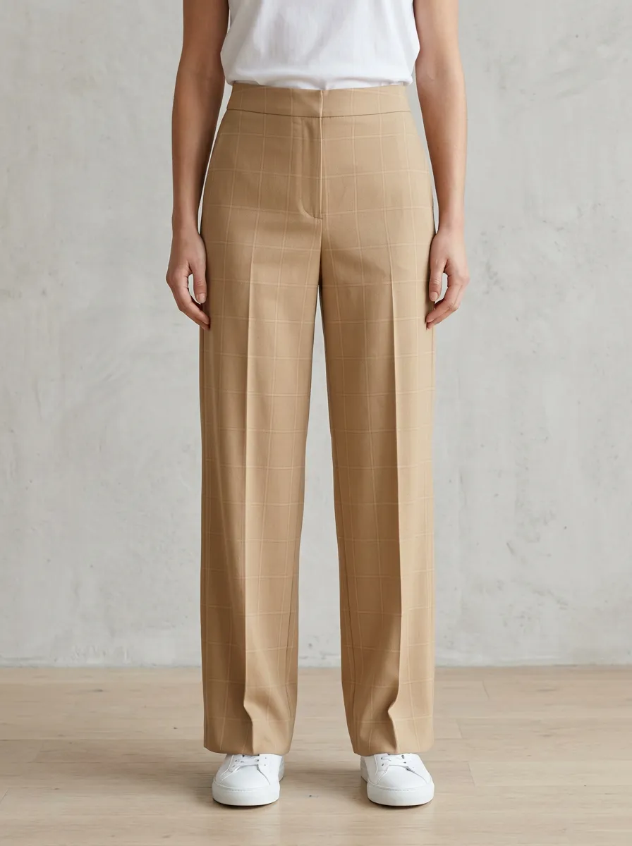 Plaid Printed Wide-Leg Trousers