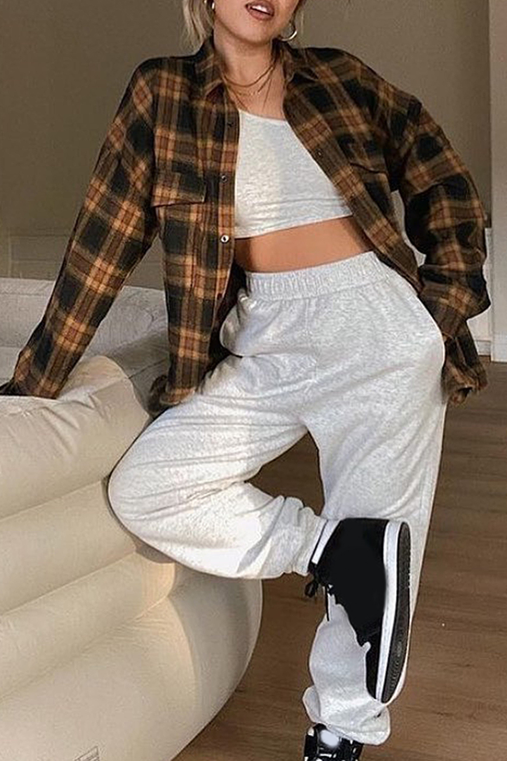 Brown And Black Flannel Plaid Shirt