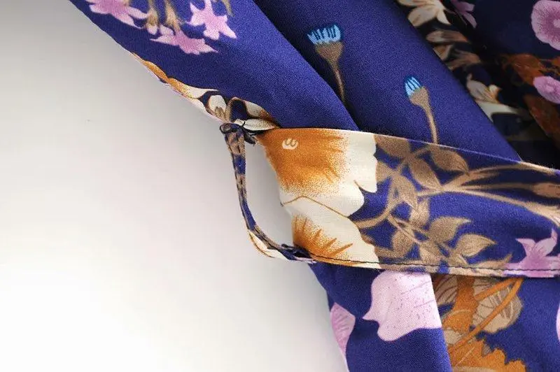 Floral Print Bat Sleeve Kimono Dress