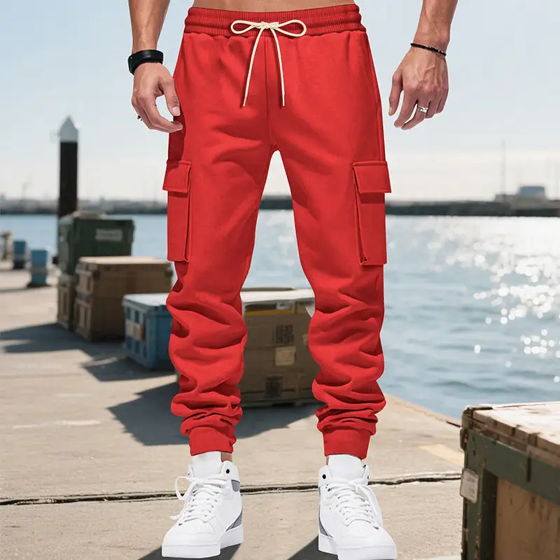 Men's Cargo Jogging Pants with Multiple Pockets and Elastic Waistband Cargo Pants