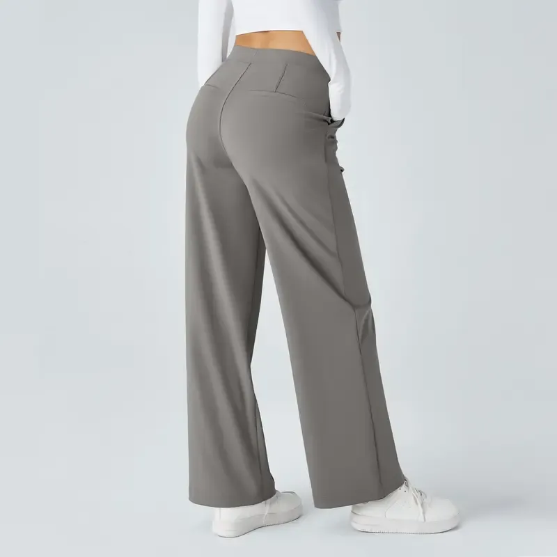 Women‘s Flex High Waisted Plicated Side Pocket Straight Leg Work Pants
