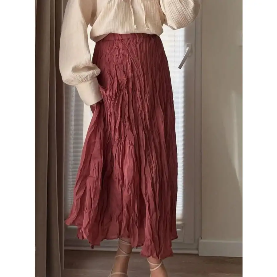 Ruched Elastic Waist Skirt