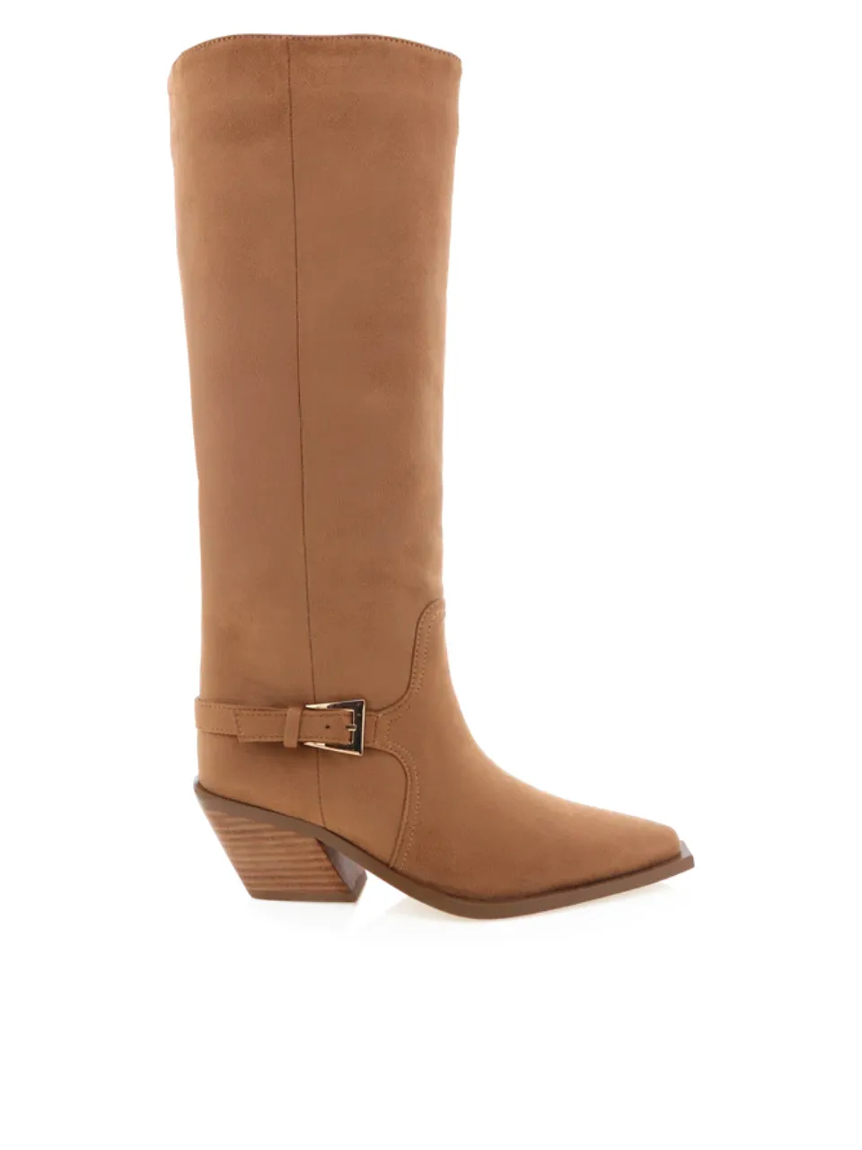 Faux-Suede Suede Denim Ankle Boots
