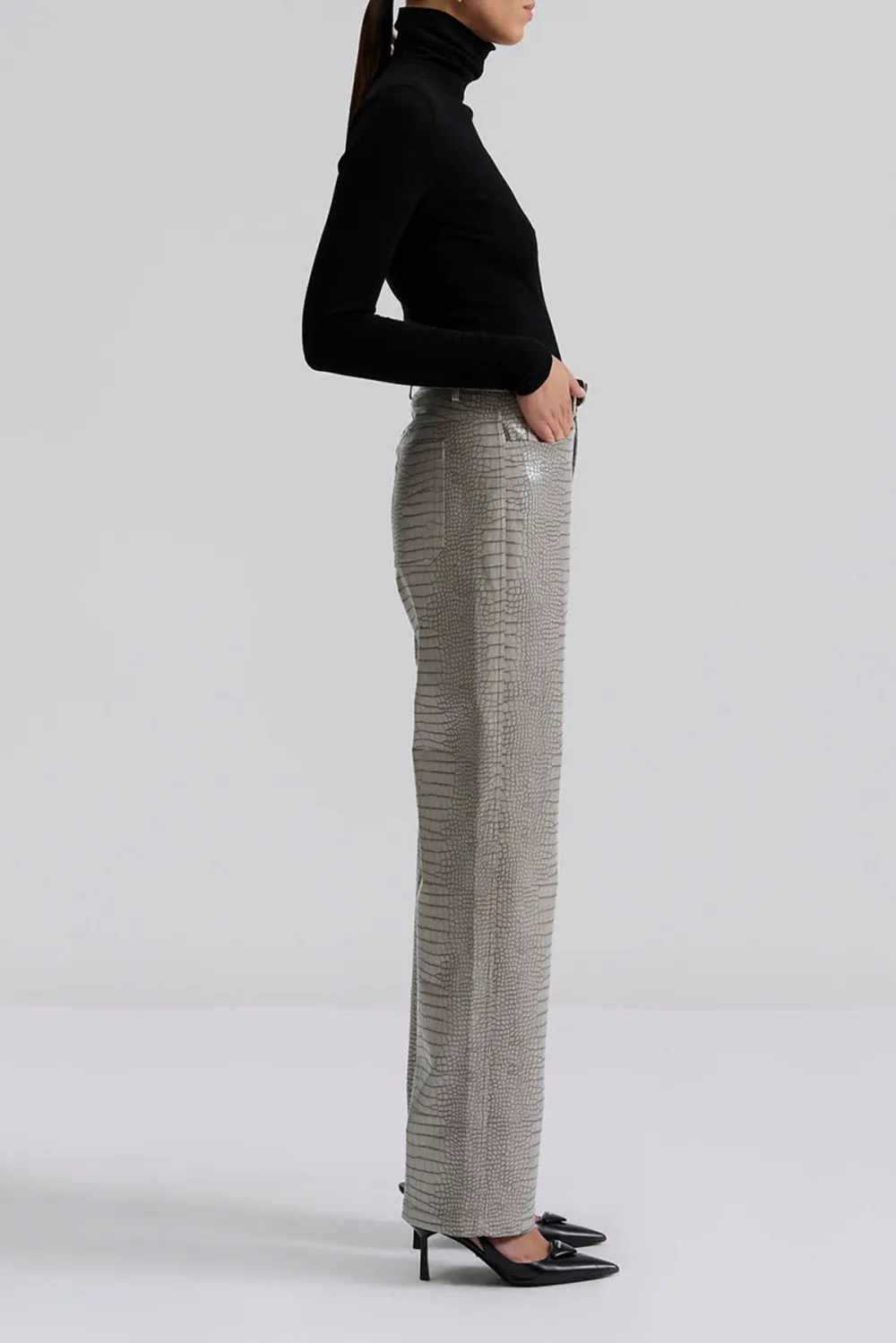 Straight Leg Metallic Trousers