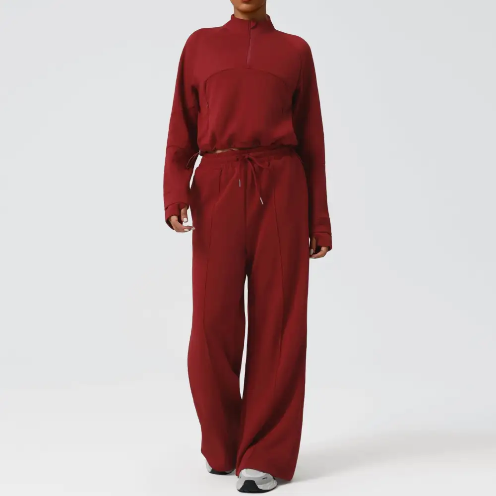 High-Waist Wide-Leg Hoodie and Joggers Active Set