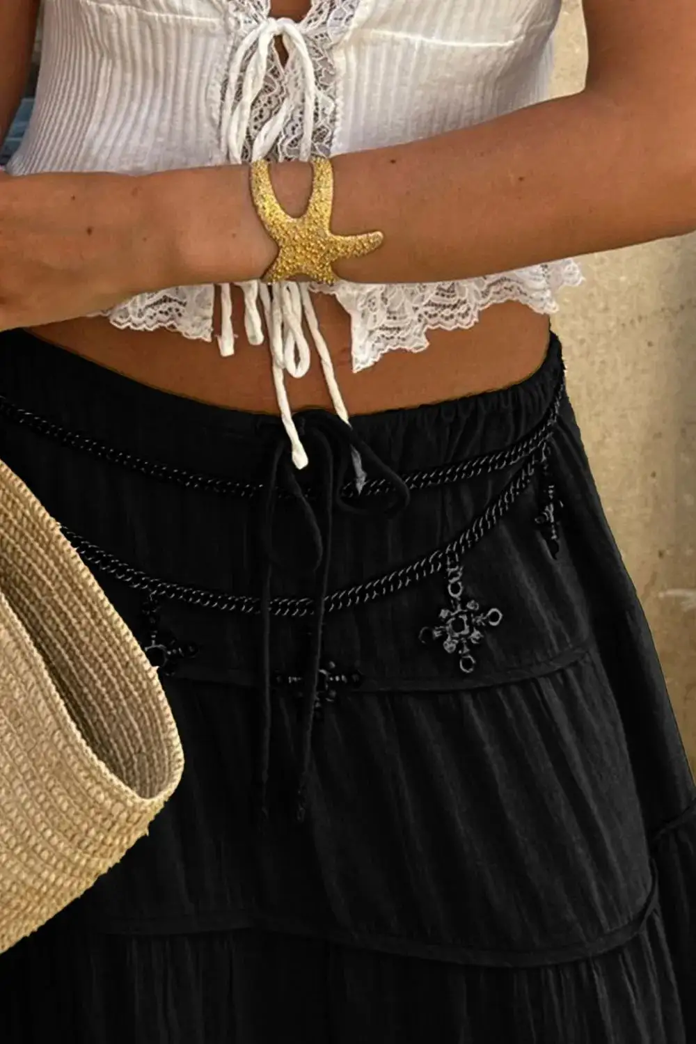 Quiet Drawstring Bohemian Skirt