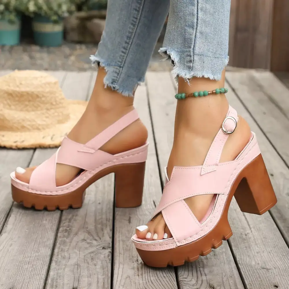 Soft Open Toe Block Heel Sandals