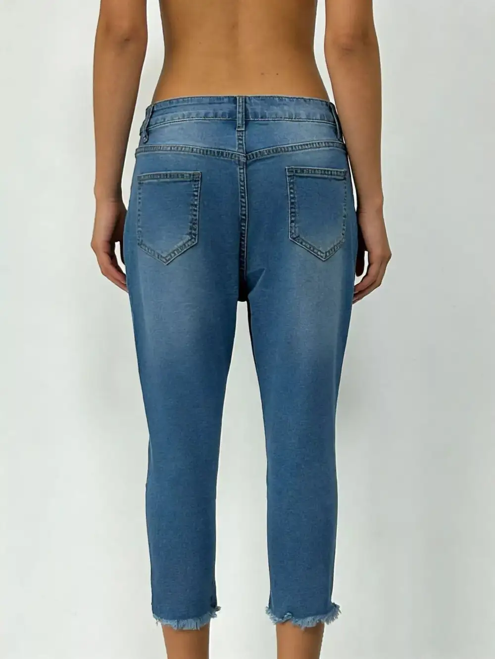 Easy Raw Hem Denim Jeans