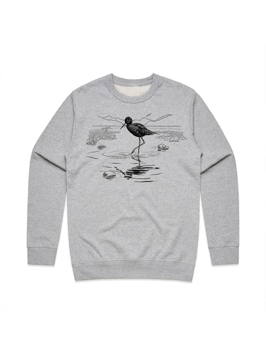 Simple white crane animal pattern versatile sports shirt