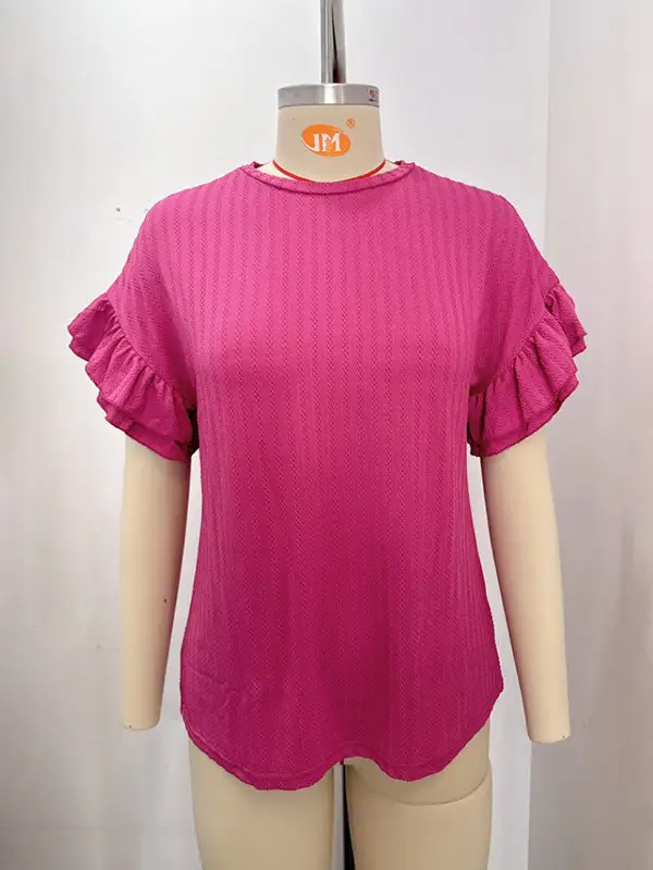 Wrap Falbala Round Neck T-Shirt