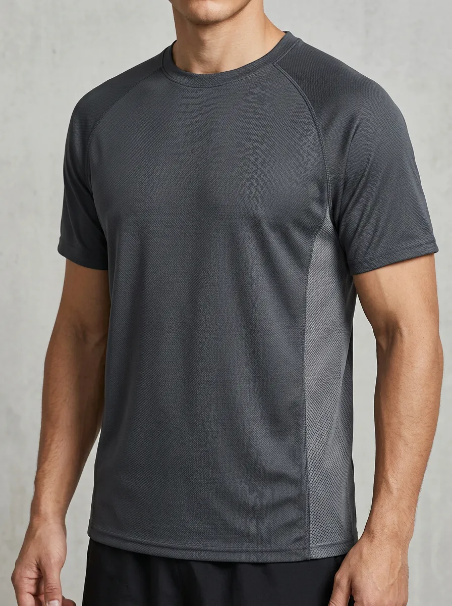 Men's Ribbed Mesh-Panel T-Shirt