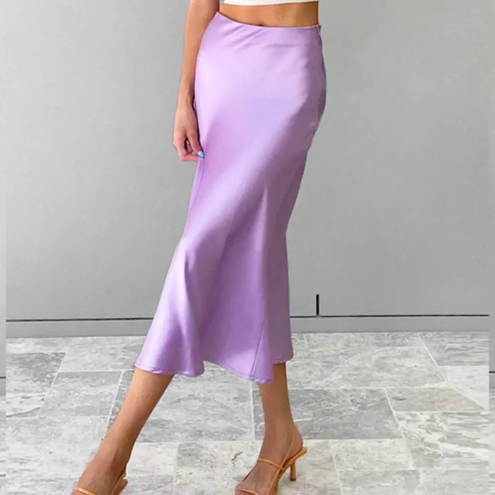 Satin Silk High-Waist Skirt
