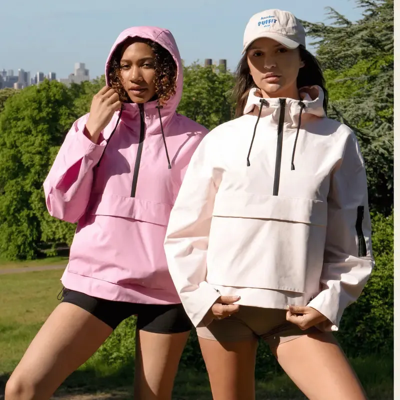 Women's StormTex Waterproof Oversized Fall Hoodie Coat Warm Half Zip Rain Jacket