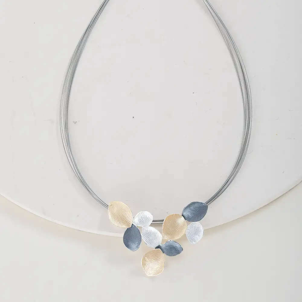 Textured Lily Bib Statement Necklace
