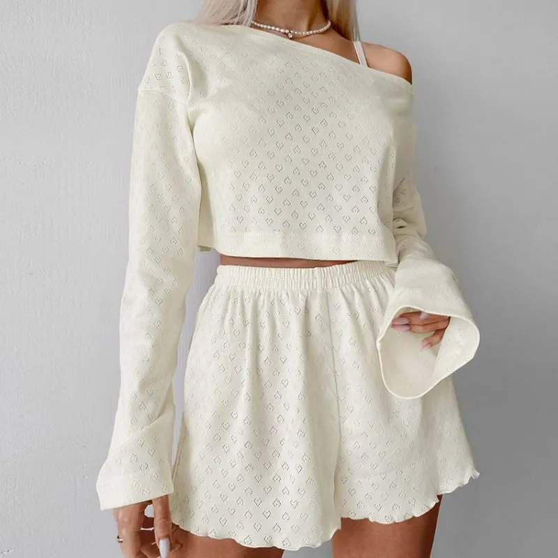 Elastic Knit Blend Long Set