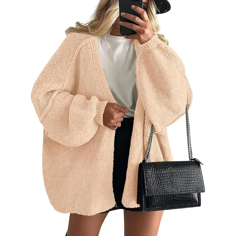 Womens Oversized Cardigan Sweaters 2025 Fall Long Lantern Sleeve Knit Open Front Lightweight Sweater Knitwear Womenswear