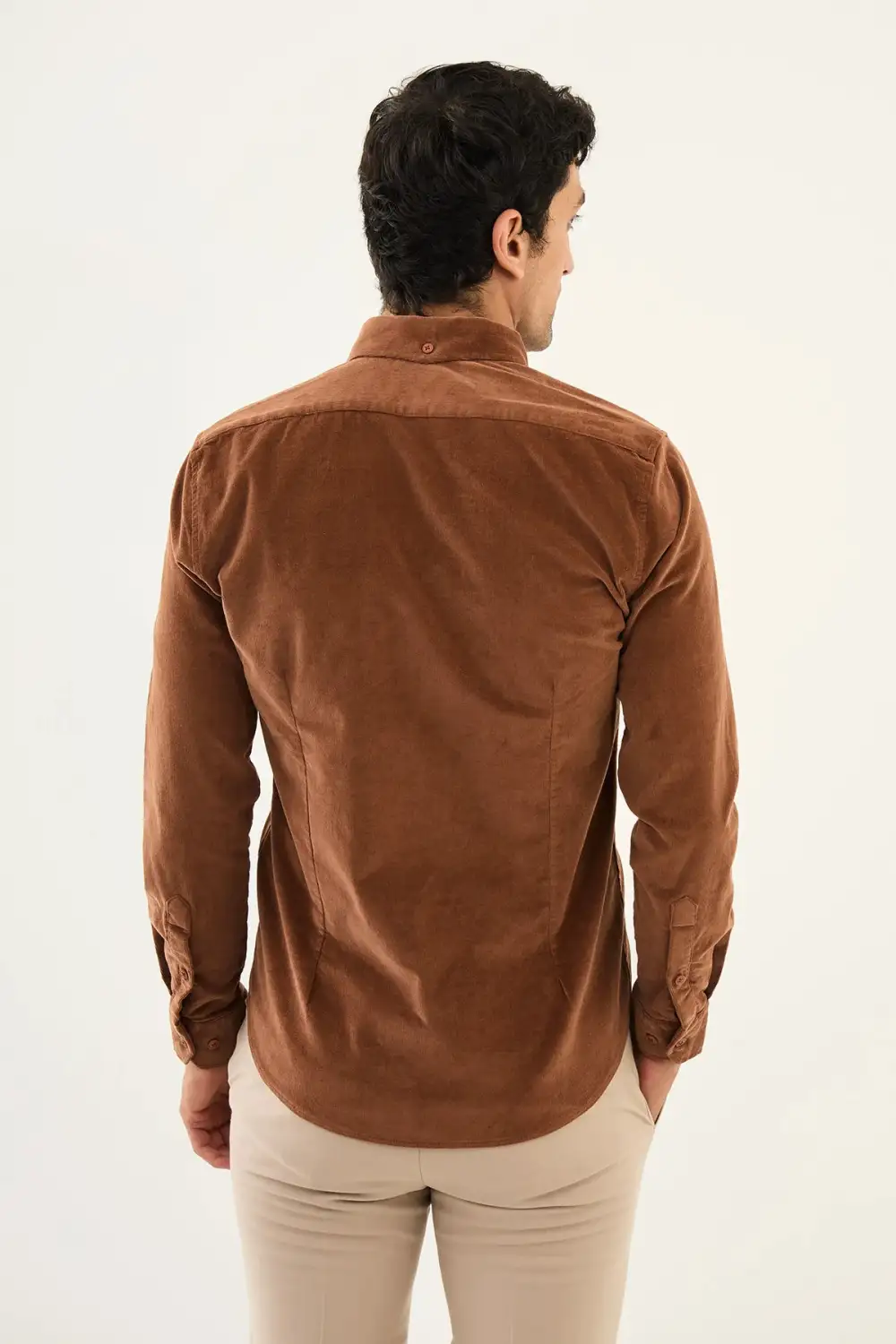 Hidden Button Velvet Cotton Shirt