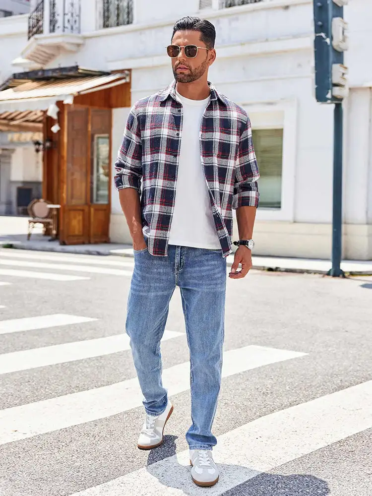 Casual Button Down Plaid Flannel Shirt