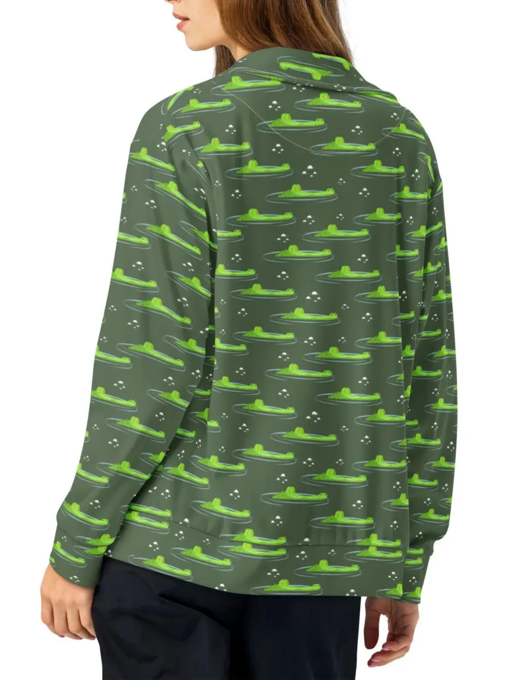 Cute Crocodile Print Zip Jacket