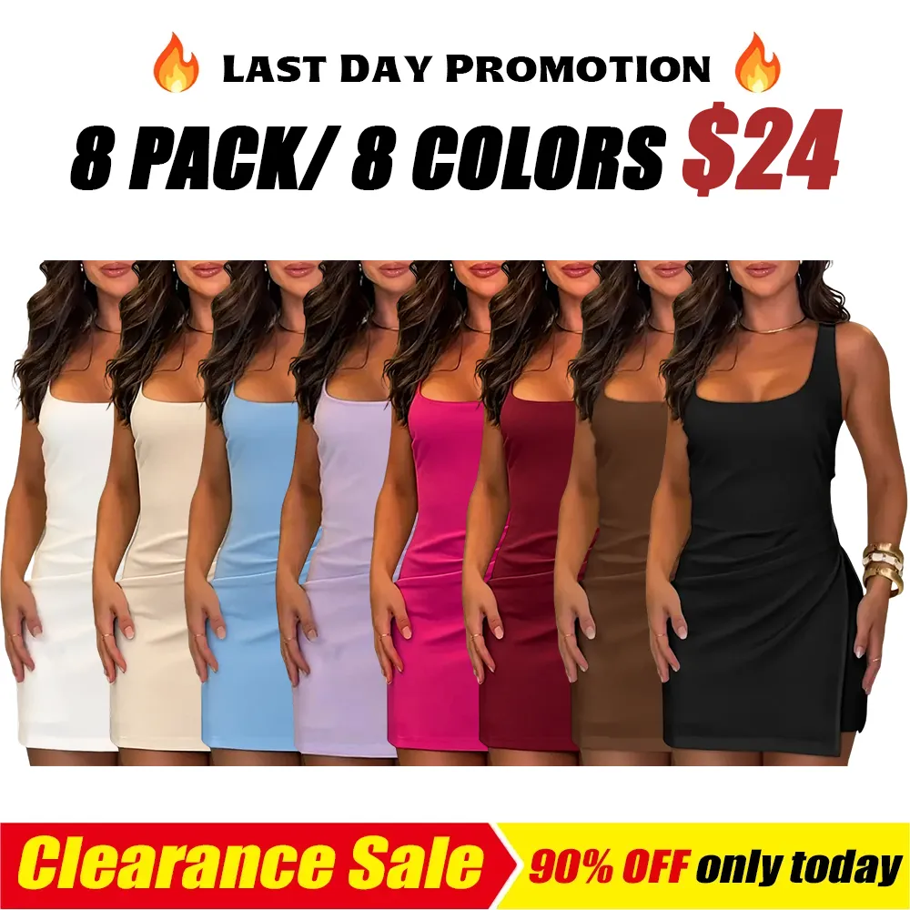 Women's French Style Faux 2-Piece Mini Dress with Built-in Shorts