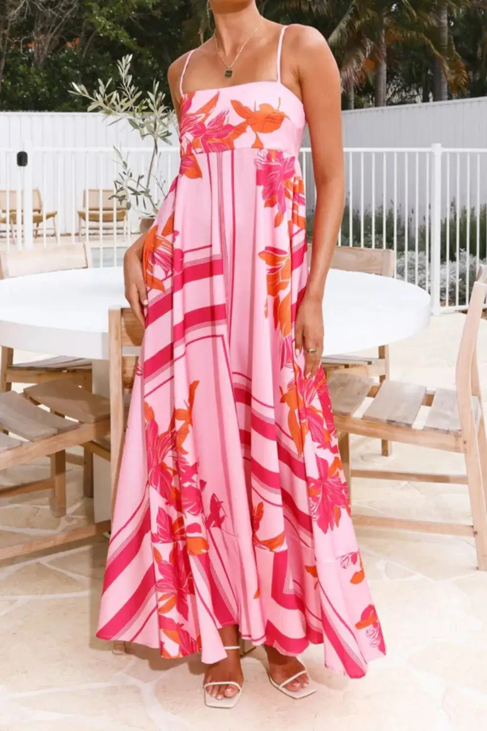 Printed Square Neck Maxi Dress