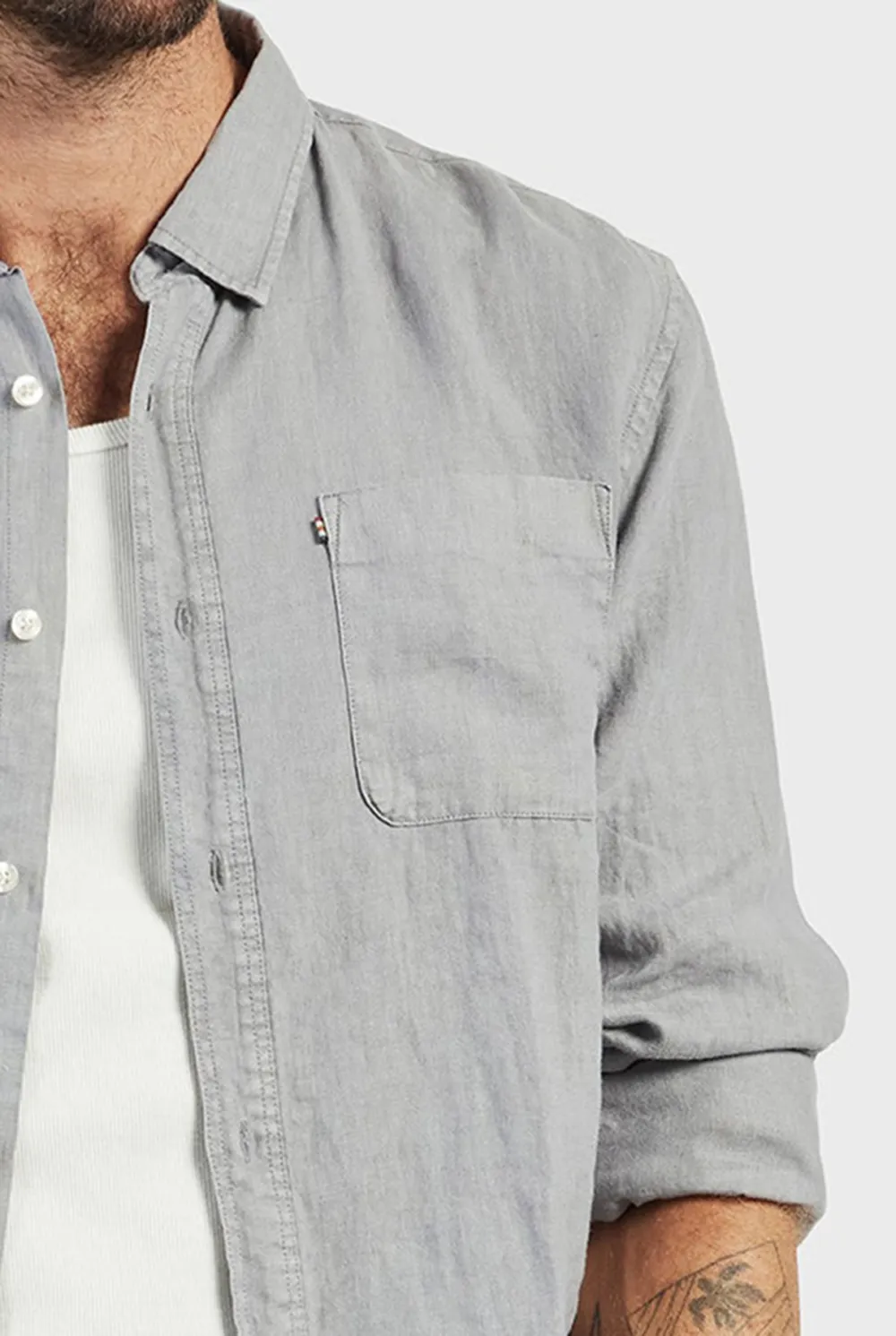 Hampton Linen Shirt-Ash grey