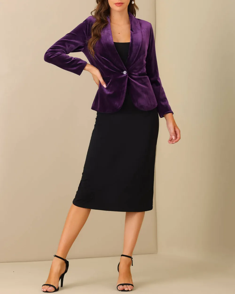 Casual Shawl Collar One Button Velvet Blazer