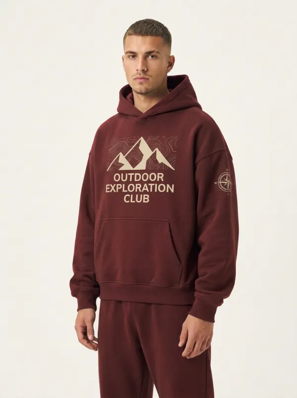 Men's Outdoor Explorer Mountain Compass Graphic Hoodie