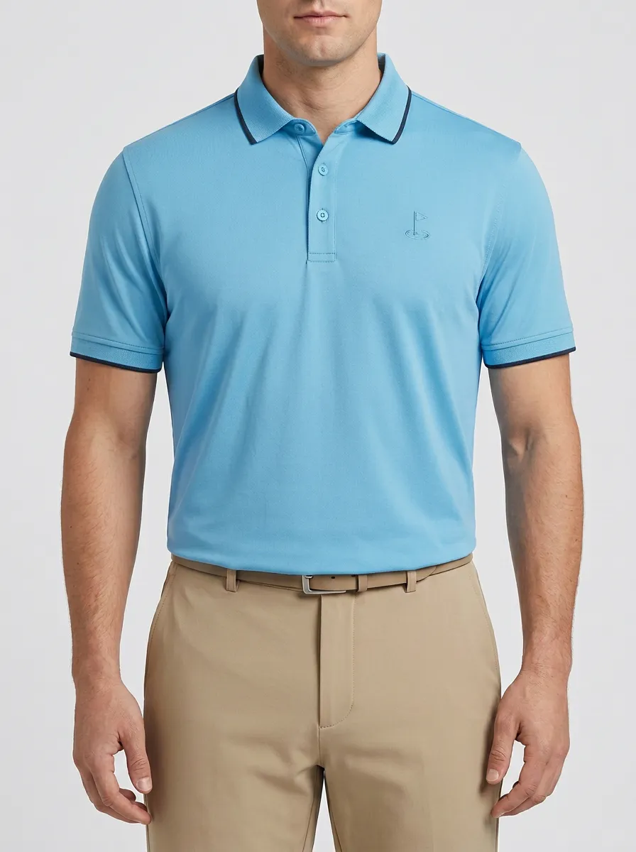 Active Flag-Motif Embroidered Golf Polo Shirt