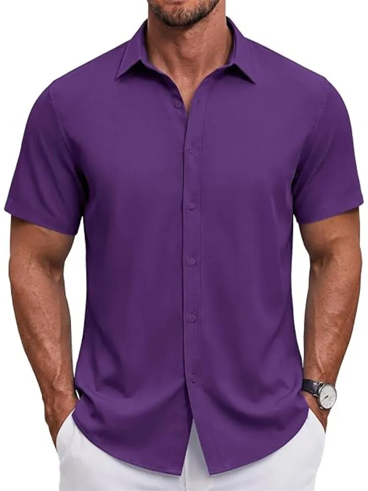 S Short Sleeve Casual Button-Down Shirt