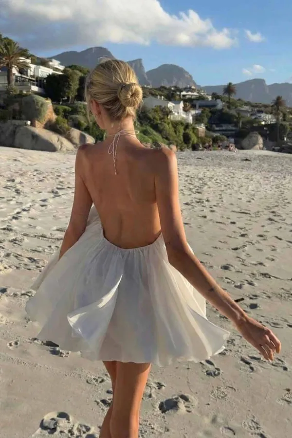 Halter Neck Backless Mini Dress