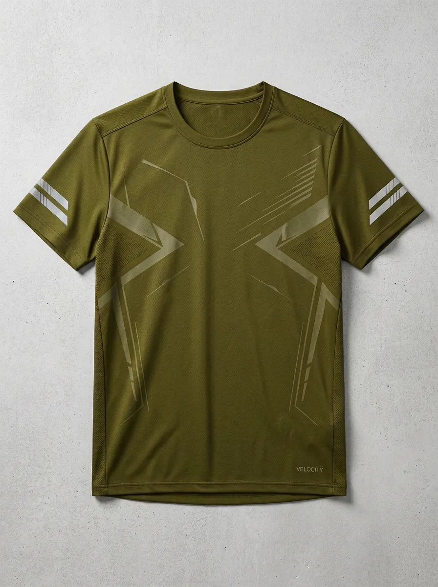 Men's Geometric Graphic Reflective Strip Printed Quick Dry T-Shirt