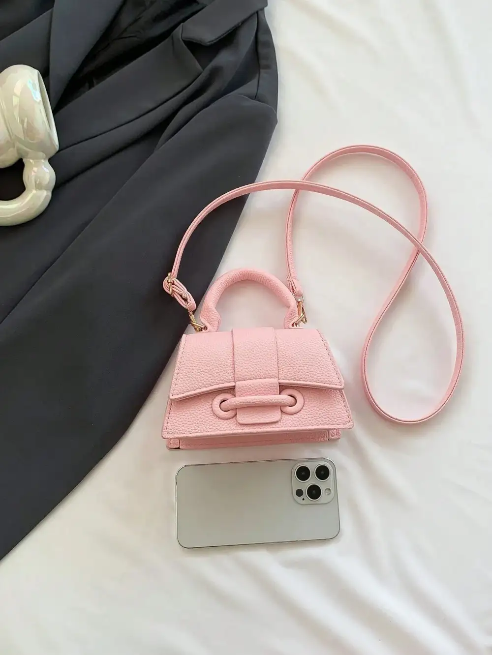 PU Flip Cover Magnetic Closure Top Single Handle Shoulder Strap