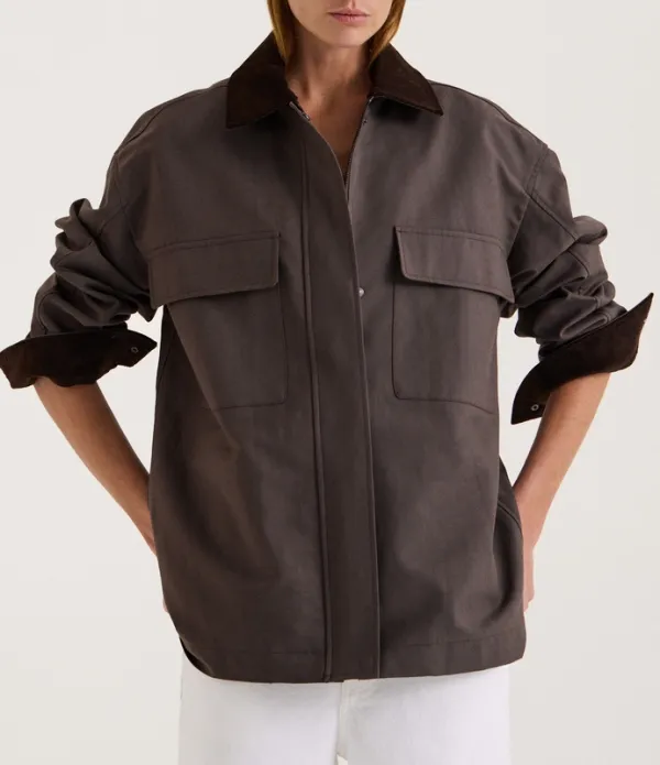 Chocolate Oversized Cotton Twill Jacket