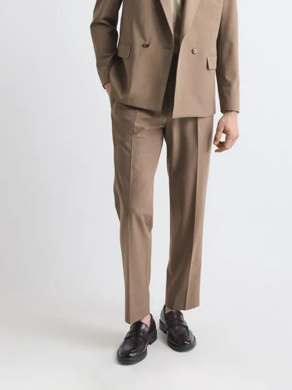 Rose Taupe Relaxed-Fit Suit Pant