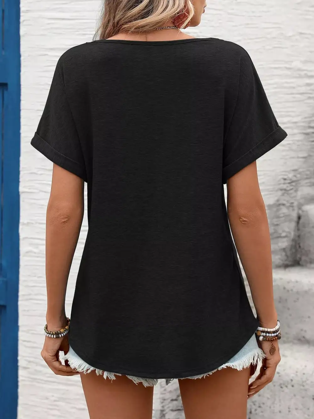 Lace Trim Detail Short Sleeve T-Shirt