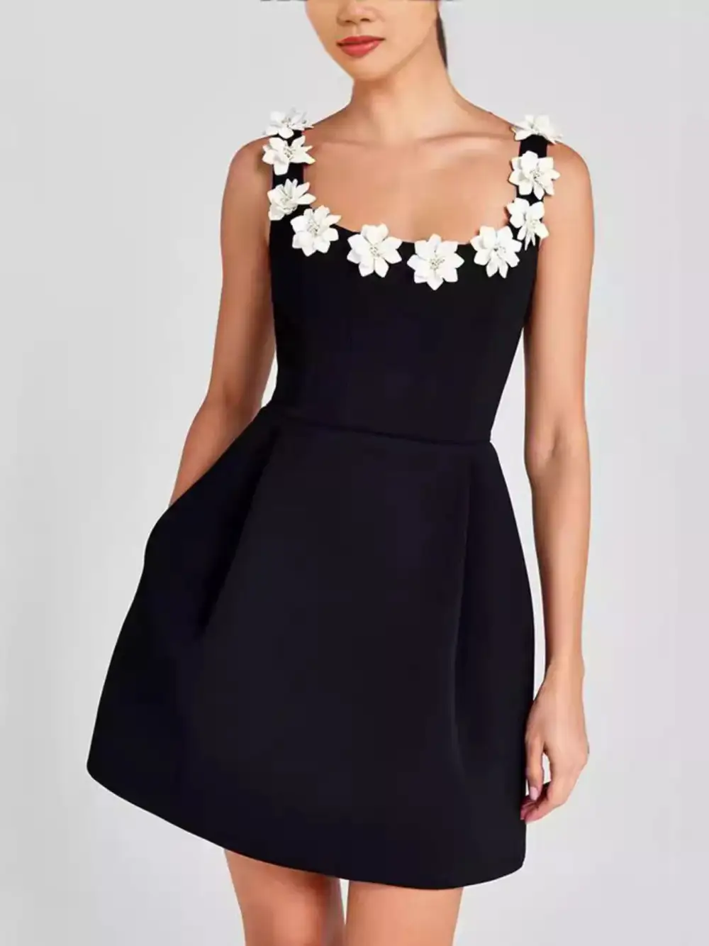 Floral Pocketed Sleeveless Mini Dress