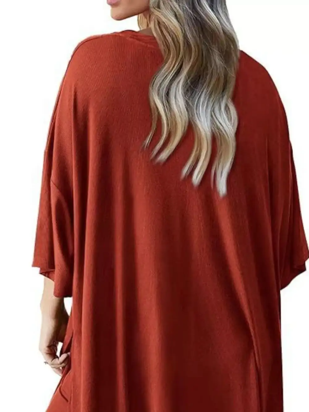 Slit Round Neck Top and Pants Set