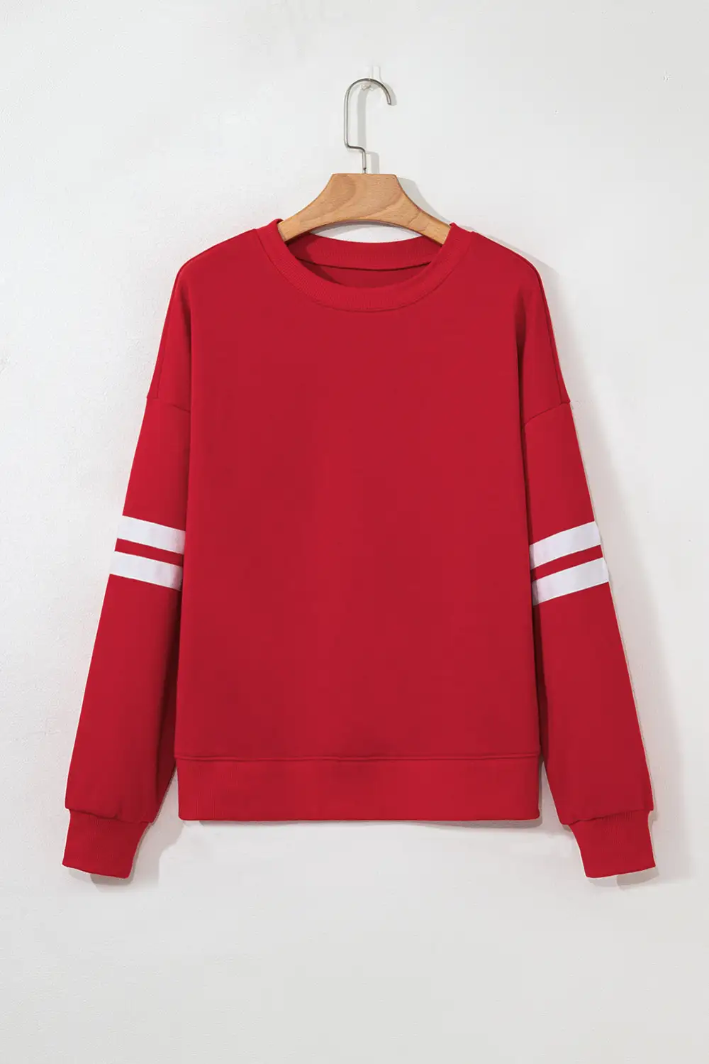 Lounge Ready Relaxed Striped Drop Shoulder Varsity Stripe Sweatshirt