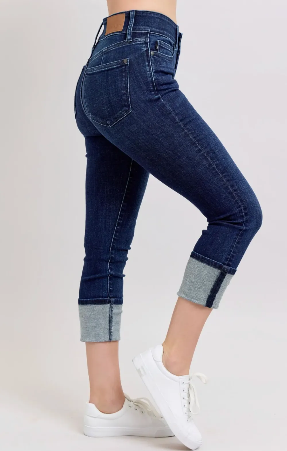 Double Waistband Denim Capri
