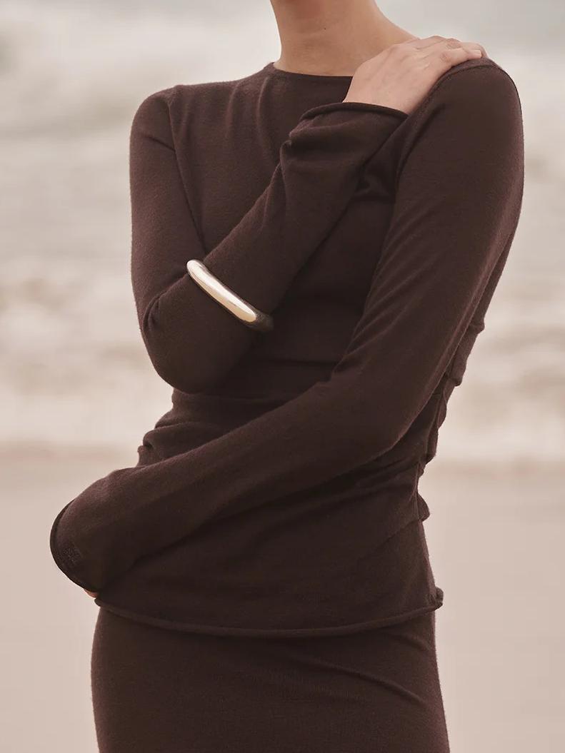 BITTER CHOC MERINO KNIT TOP