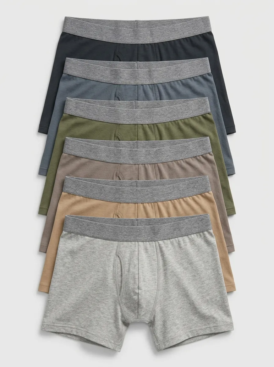 Men's Contrast Waistband Elastic Waistband 6-Pack Boxer Briefs