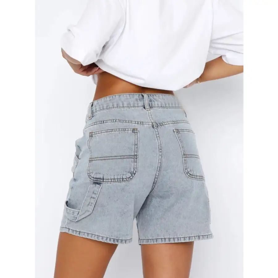 Washed High Rise Denim Shorts