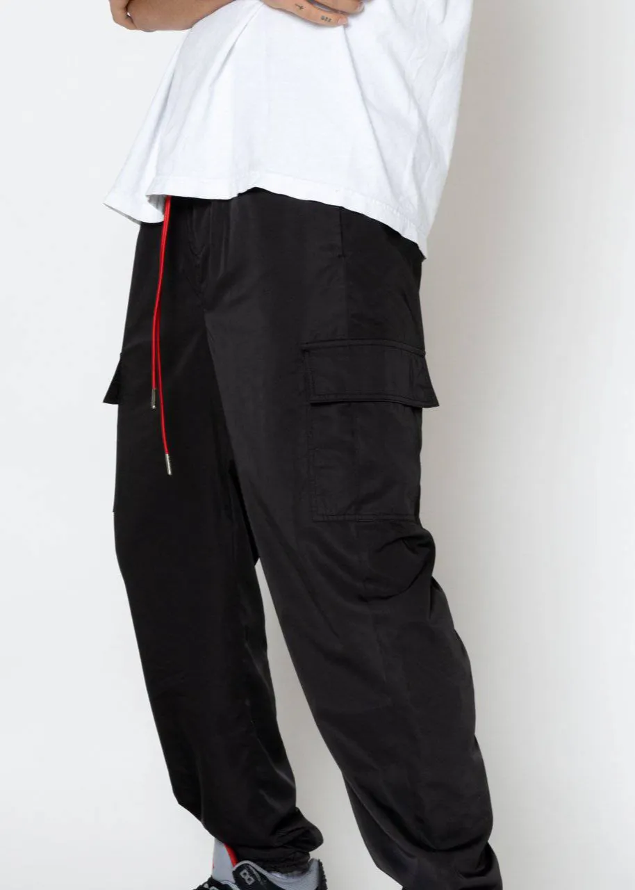 Black Jogger Overalls Cargo Pants