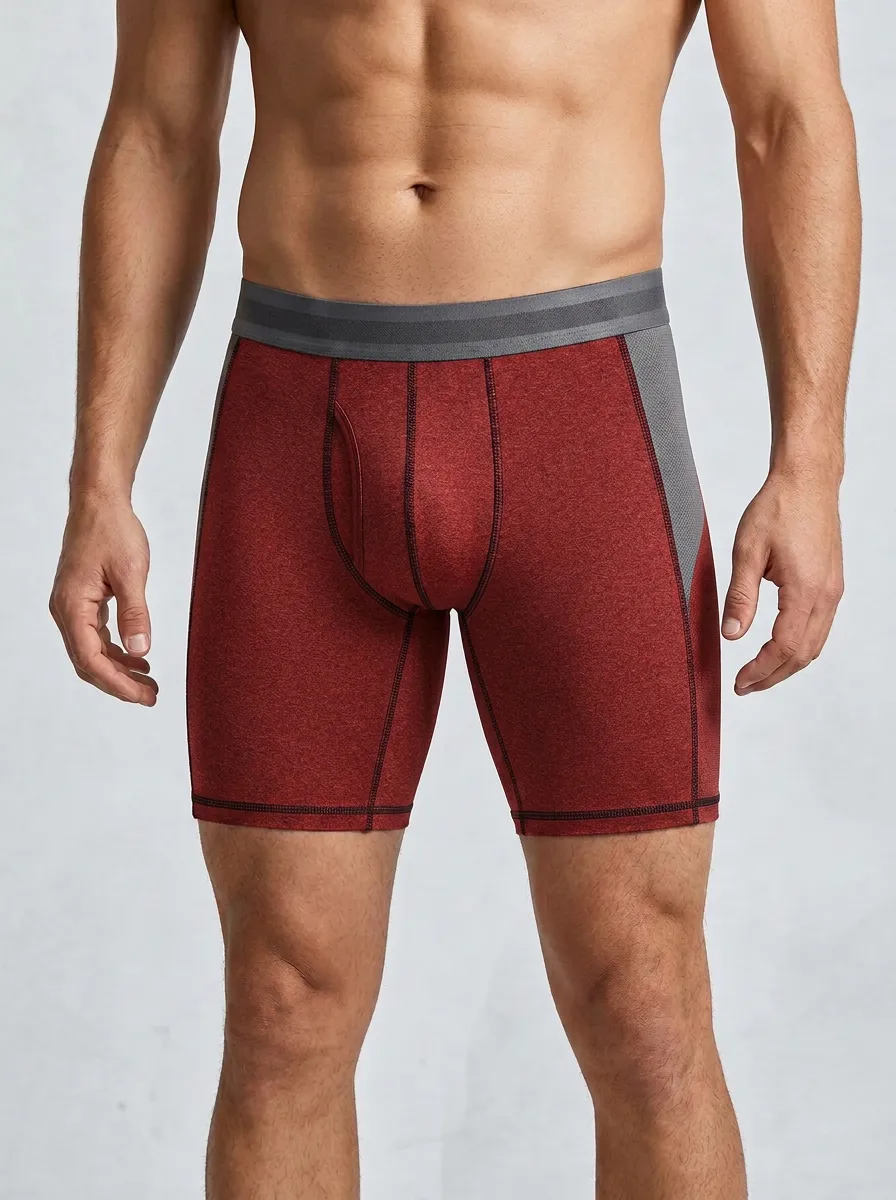 Men's Performance Grey Solid Printed Boxer Briefs