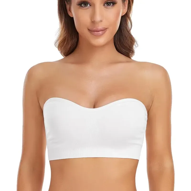 Women's Strapless Anti-Slip Silicone Pad Bandeau Bra